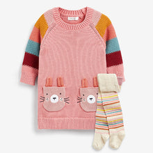 Load image into Gallery viewer, Pink Rainbow Bunny Jumper Dress & Tights Set (3mths-4yrs)