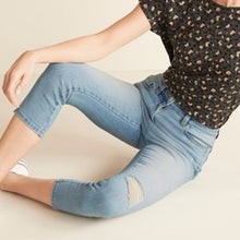 Load image into Gallery viewer, Mid Blue Ripped Skinny Cropped Jeans - Allsport