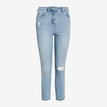 Load image into Gallery viewer, Mid Blue Ripped Skinny Cropped Jeans - Allsport