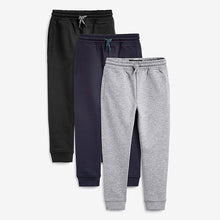 Load image into Gallery viewer, 3 Pack Navy/Grey/ Black Skinny Fit Joggers (3-12yrs) - Allsport