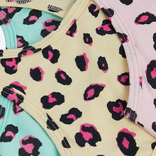 Load image into Gallery viewer, Pink/Aqua/Yellow 3 Pack Animal Print Racer Back Crop Tops (Older) - Allsport