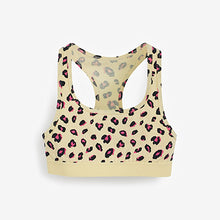 Load image into Gallery viewer, Pink/Aqua/Yellow 3 Pack Animal Print Racer Back Crop Tops (Older) - Allsport