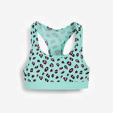 Load image into Gallery viewer, Pink/Aqua/Yellow 3 Pack Animal Print Racer Back Crop Tops (Older) - Allsport
