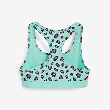 Load image into Gallery viewer, Pink/Aqua/Yellow 3 Pack Animal Print Racer Back Crop Tops (Older) - Allsport