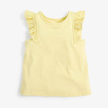 Load image into Gallery viewer, Yellow Broderie Frill Organic Vest (3mths-6yrs) - Allsport