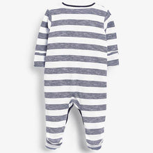 Load image into Gallery viewer, Navy 3 Pack Star Stripe Sleepsuits (0mths-12 mths) - Allsport