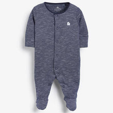 Load image into Gallery viewer, Navy 3 Pack Star Stripe Sleepsuits (0mths-12 mths) - Allsport