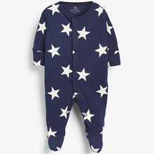 Load image into Gallery viewer, Navy 3 Pack Star Stripe Sleepsuits (0mths-12 mths) - Allsport