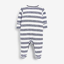 Load image into Gallery viewer, Navy 3 Pack Star Stripe Sleepsuits (0mths-18mths) - Allsport