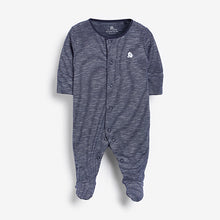 Load image into Gallery viewer, Navy 3 Pack Star Stripe Sleepsuits (0mths-18mths) - Allsport