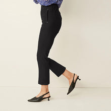 Load image into Gallery viewer, Black Tailored Elasticated Back Straight Leg Trousers