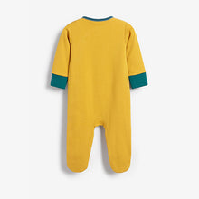 Load image into Gallery viewer, Ochre Yellow Daddy Dinosaur Single Sleepsuit (0mth-18mths)