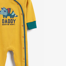 Load image into Gallery viewer, Ochre Yellow Daddy Dinosaur Single Sleepsuit (0mth-18mths)