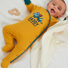 Load image into Gallery viewer, Ochre Yellow Daddy Dinosaur Single Sleepsuit (0mth-18mths)