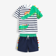 Load image into Gallery viewer, Stripy Crocodile Rash Vest And Shorts Set (3mths-5yrs) - Allsport