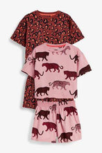Load image into Gallery viewer, Rust/Pink 2 Pack Leopard Print Short Pyjamas - Allsport