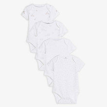 Load image into Gallery viewer, White 4 Pack Delicate Multi Print Short Sleeved Bodysuits (0-3yrs) - Allsport