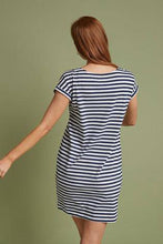 Load image into Gallery viewer, Navy/ White Stripes Relaxed Capped Sleeve Tunic - Allsport