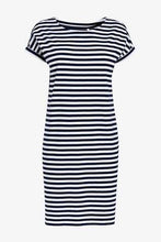 Load image into Gallery viewer, Navy/ White Stripes Relaxed Capped Sleeve Tunic - Allsport