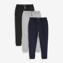 Load image into Gallery viewer, 3 Pack  Navy/ Grey/ Black  Slim Fit Joggers (3-12yrs) - Allsport