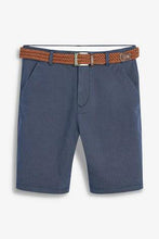 Load image into Gallery viewer, Navy Straight Fit Ditsy Print Belted Chino Shorts - Allsport
