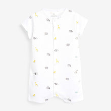 Load image into Gallery viewer, Ecru 3 Pack GOTS Organic Cotton Animal Rompers (up to 18 months)