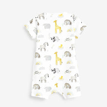 Load image into Gallery viewer, Ecru 3 Pack GOTS Organic Cotton Animal Rompers (up to 18 months)