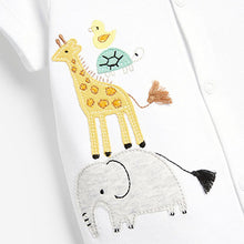 Load image into Gallery viewer, Ecru 3 Pack GOTS Organic Cotton Animal Rompers (up to 18 months)