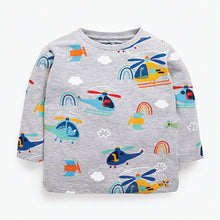 Load image into Gallery viewer, Blue/ Grey Helicopter 3 Pack Long Sleeve Character T-Shirts (3mths-5yrs) - Allsport