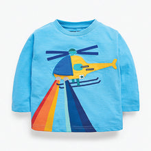 Load image into Gallery viewer, Blue/ Grey Helicopter 3 Pack Long Sleeve Character T-Shirts (3mths-5yrs) - Allsport