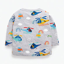 Load image into Gallery viewer, Blue/ Grey Helicopter 3 Pack Long Sleeve Character T-Shirts (3mths-5yrs) - Allsport