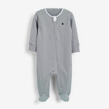 Load image into Gallery viewer, Mono Star and Stripe 2 Pack Zip Sleepsuits (0-18mths) - Allsport