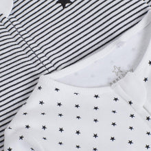 Load image into Gallery viewer, Mono Star and Stripe 2 Pack Zip Sleepsuits (0-18mths) - Allsport