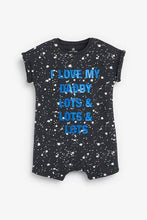 Load image into Gallery viewer, Monochrome 2 Pack Paint Splatter Mummy And Daddy Rompers (up to 18 months) - Allsport