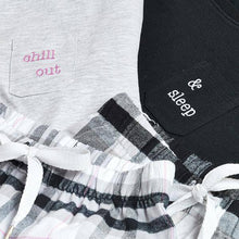 Load image into Gallery viewer, Monochrome 2 Pack Check Bottom Pyjamas (3-12yrs) - Allsport