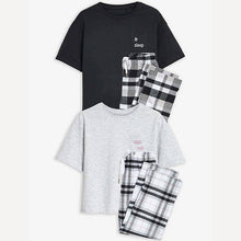 Load image into Gallery viewer, Monochrome 2 Pack Check Bottom Pyjamas (3-12yrs) - Allsport