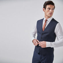 Load image into Gallery viewer, Navy Blue Check Suit: Waistcoat - Allsport
