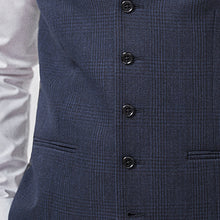 Load image into Gallery viewer, Navy Blue Check Suit: Waistcoat - Allsport