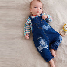 Load image into Gallery viewer, Blue Lion Baby Denim Dungaree And Bodysuit Set (0mths-18mths)