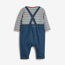 Load image into Gallery viewer, Blue Lion Baby Denim Dungaree And Bodysuit Set (0mths-18mths)