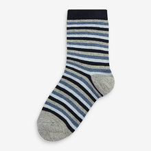 Load image into Gallery viewer, 7 Pack Blue Stripe Cotton Rich Socks - Allsport