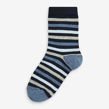 Load image into Gallery viewer, 7 Pack Blue Stripe Cotton Rich Socks - Allsport