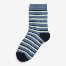 Load image into Gallery viewer, 7 Pack Blue Stripe Cotton Rich Socks - Allsport