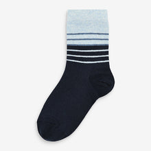 Load image into Gallery viewer, 7 Pack Blue Stripe Cotton Rich Socks - Allsport