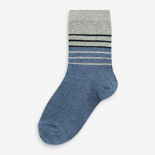 Load image into Gallery viewer, 7 Pack Blue Stripe Cotton Rich Socks - Allsport