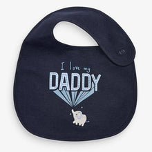 Load image into Gallery viewer, Blue 2 Pack Mum Dad Elephant Regular Bibs - Allsport