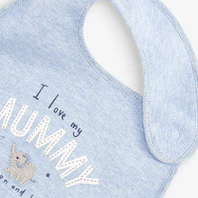 Load image into Gallery viewer, Blue 2 Pack Mum Dad Elephant Regular Bibs - Allsport