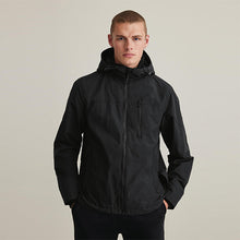 Load image into Gallery viewer, Black Shower Resistant Lightweight Hooded Jacket With Fleece Lining - Allsport