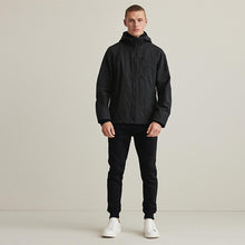 Load image into Gallery viewer, Black Shower Resistant Lightweight Hooded Jacket With Fleece Lining - Allsport