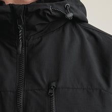 Load image into Gallery viewer, Black Shower Resistant Lightweight Hooded Jacket With Fleece Lining - Allsport